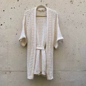 Veronica Beard Cream Crochet Wrap Cardigan